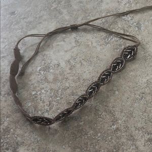 Tan headband with adjustable tie